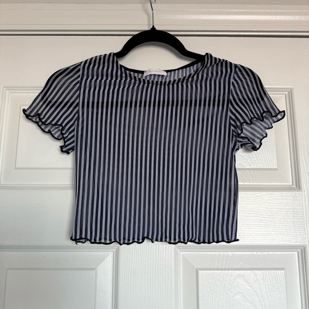 Striped mesh baby tee
